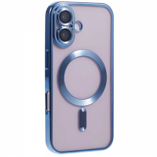 Husa compatibila cu Samsung Galaxy A07, protectie pentru camera, Tehnologie MagSafe, rezistenta la socuri, contur Albastru