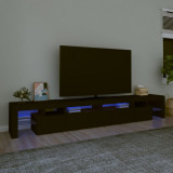 VidaXL Comodă TV cu lumini LED, negru, 260x36,5x40cm