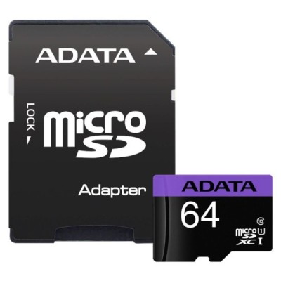 Card de Memorie MicroSDXC 64GB - Adata (AUSDX64GUICL10-RA1) - Black foto
