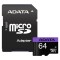 Card de Memorie MicroSDXC 64GB - Adata (AUSDX64GUICL10-RA1) - Black