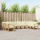 vidaXL Set de canapele de exterior cu pernă 10 pcs Alb și crem 3388304