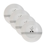 Set 4 Farfurii Portelan Alb Negru Bird 26 cm - Clayre &amp; Eef