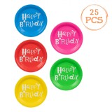 Set Farfurii Carton Happy Birthday, Multicolor, 18cm, 25 Bucăți