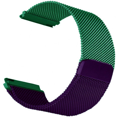 Curea otel, Milanese Loop, compatibila Samsung Galaxy Watch Active, telescoape QR, Purple Green foto