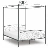 VidaXL Cadru de pat cu baldachin, gri, 160 x 200 cm, metal