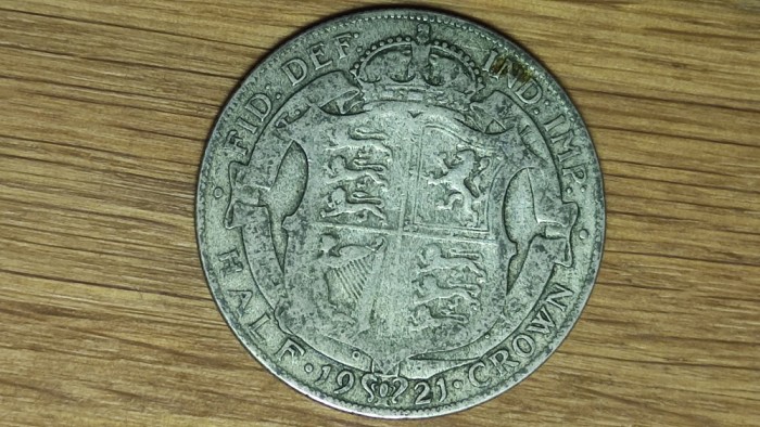 R10 Anglia / Marea Britanie - moneda colectie argint - 1/2 half crown 1921 -superba!
