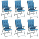 Perne scaun spatar &icirc;nalt 6buc melanj albastru 120x50x4cm textil GartenMobel Dekor, vidaXL