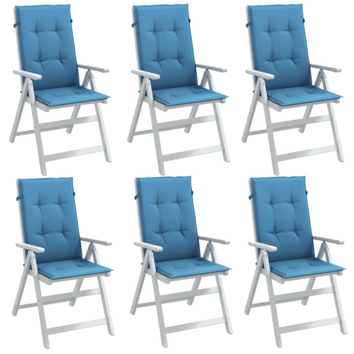 Gossi perne scaun spatar inalt 6buc melanj albastru 120x50x4cm textil