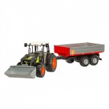 Jucărie tractor Claas Nectis 267F cu &icirc;ncărcător frontal și remorcă