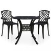 Set mobilier bistro, 3 piese, negru, aluminiu turnat