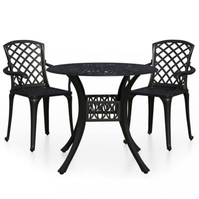 Set mobilier bistro, 3 piese, negru, aluminiu turnat foto