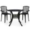 Set mobilier bistro, 3 piese, negru, aluminiu turnat