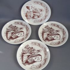 Set patru farfurii ceramica frantuzeasca Les Fromages - Gien Franta