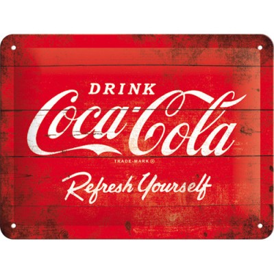 Placa metalica - Coca-Cola - Refresh yourself - 15x20 cm foto