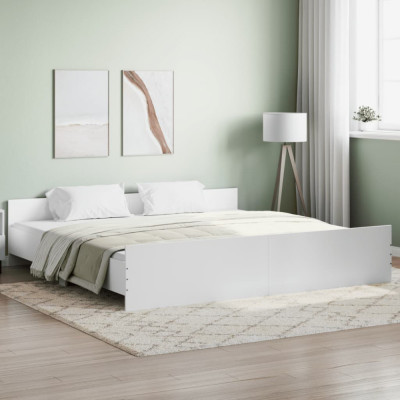 Cadru de pat cu tablie de cap si picioare, alb, 200x200 cm GartenMobel Dekor foto