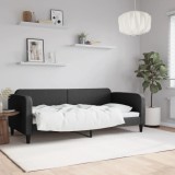 VidaXL Pat de zi, negru, 90x200 cm, material textil