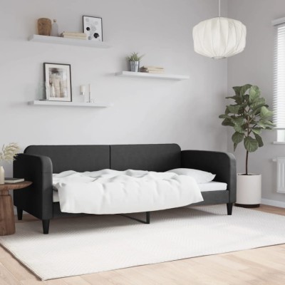 vidaXL Pat de zi, negru, 90x200 cm, material textil foto