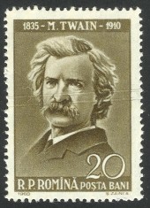 Eroare varietate rara Romania 1960 MNH - Personalitati MARK TWAIN