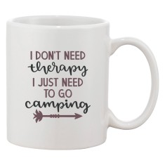 Cana alba personalizata &#039;I don&#039;t need therapy I just need to go camping&#039;, INOVATIX&reg;. 330ml