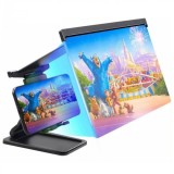 Suport cu lupa pliabil pentru telefon mobil iSEN 3D Phone Magnifying Glass Plus Negru, 12 , Protectie ochi, Unghi ajustabil