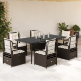 VidaXL Set mobilier de grădină cu perne, 7 piese, maro, poliratan