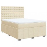Cumpara ieftin Pat box spring cu saltea, crem, 140x200 cm, textil