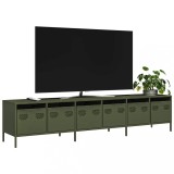 vidaXL Dulap TV, verde măsliniu, 202x39x43,5 cm, oțel laminat la rece