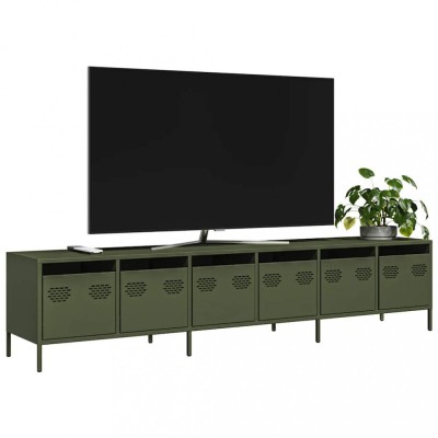 vidaXL Dulap TV, verde măsliniu, 202x39x43,5 cm, oțel laminat la rece foto