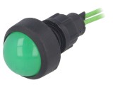 Lampă LED verde 230V &Oslash;13mm IP20 plastic