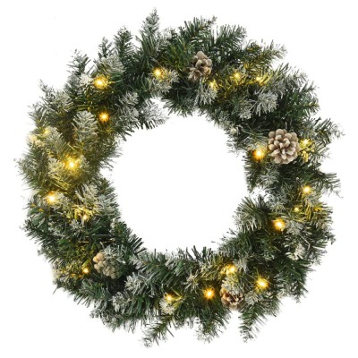 Coroniță de Crăciun cu becuri LED, verde, 45 cm, PVC foto