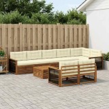 Cumpara ieftin Set de canapele de exterior 9 buc. 8-Locuri Natural si Crem
