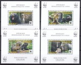 DB1 Fauna Congo WWF Maimute Cercopitec 4 x SS de lux MNH, Nestampilat