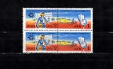 A11 TX4 6 - 1987 - Ziua marcii postale romanesti - cu vinieta - pereche de doua, Posta, Nestampilat