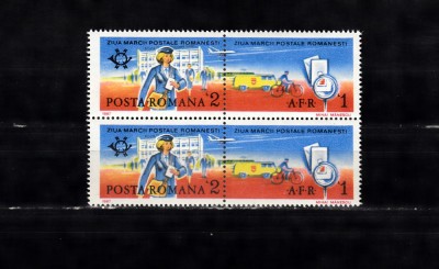 A11 TX4 6 - 1987 - Ziua marcii postale romanesti - cu vinieta - pereche de doua foto