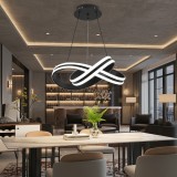 Lustra LED suspendata cu telecomanda INFINITY LOOP , 92W, lumina Rece/Calda/Neutra, Dimabila, Negru, Inaltime Reglabila