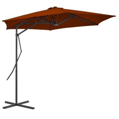 vidaXL Umbrelă de exterior cu st&amp;acirc;lp din oțel, teracota, 300x230 cm foto