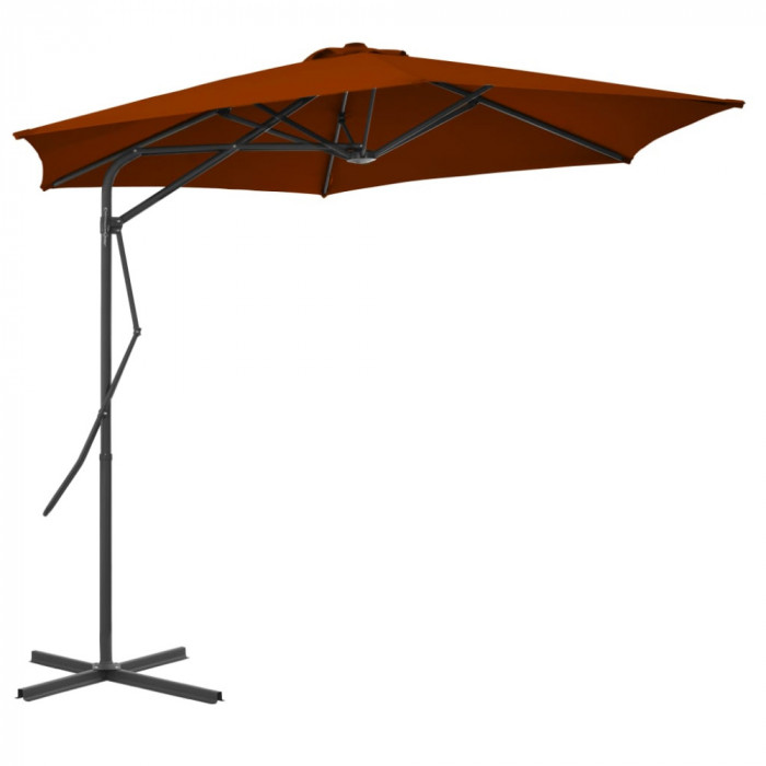 vidaXL Umbrelă de exterior cu st&acirc;lp din oțel, teracota, 300x230 cm