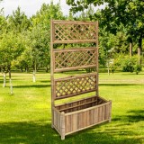 Strat &icirc;nălțat de grădină cu spalier din bambus, 70 cm