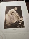 Gravura Gustave Courtois interbelica - Jeune fille a la source / Baigneuse