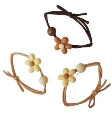 Set 3 elastice de par, Floare, 8 cm, Multicolor, 37BJ