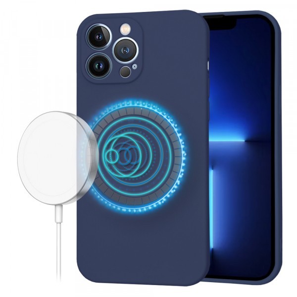 Husa MagSafe pentru Apple iPhone 13 Pro Max, Techsuit, SoftFlex, Bleumarin