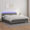 VidaXL Pat cu arcuri, saltea și LED, gri, 180x200 cm, piele ecologică 3134121