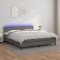 vidaXL Pat cu arcuri, saltea și LED, gri, 180x200 cm, piele ecologică 3134121