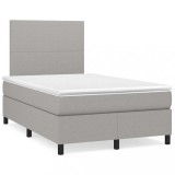 Gossi pat cu arcuri, saltea si led, gri deschis, 120x190 cm, textil
