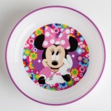 Bol rotund anti-alunecare din plastic cu model Minnie, alb, CMCLASS