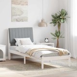 VidaXL Cadru de pat cu headboard Alb 75 x 190 cm țesătură 878933