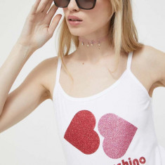 Love Moschino top femei, culoarea alb