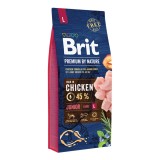 Hrana uscata caini, Brit Premium by Nature, sac 15 kg, talie mare, junior L, carne de pui