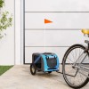 VidaXL Remorcă bicicletă animale companie, albastru/gri, oxford/fier 93869
