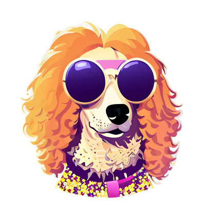 Sticker decorativ Caine Poodle, Portocaliu, 65 cm, 7695ST foto